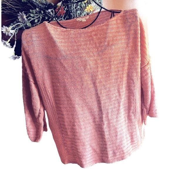 Eileen Fisher Organic Linen Melange Round Neck Top Tunic Peach Sz SP Women - Picture 3 of 8